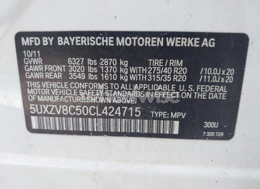 Photo 9 of 2012 Bmw X5 XDRIVE50I (VIN 5UXZV8C50CL424715)