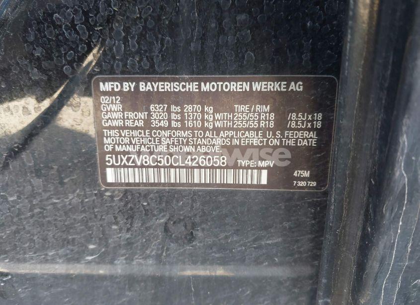 Photo 9 of 2012 Bmw X5 XDRIVE50I (VIN 5UXZV8C50CL426058)