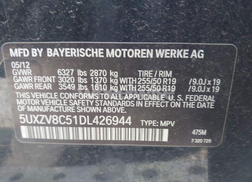 Photo 9 of 2013 Bmw X5 XDRIVE50I (VIN 5UXZV8C51DL426944)