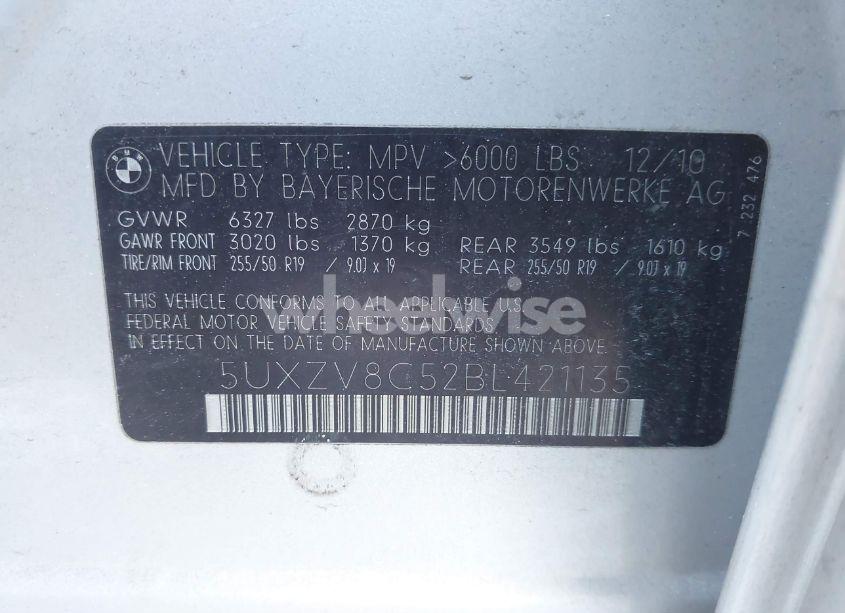 Photo 8 of 2011 Bmw X5 XDRIVE50I (VIN 5UXZV8C52BL421135)