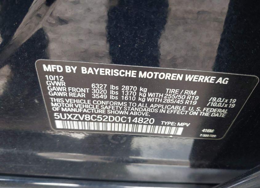 Photo 9 of 2013 Bmw X5 XDRIVE50I (VIN 5UXZV8C52D0C14820)