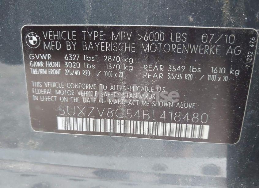 Photo 9 of 2011 Bmw X5 XDRIVE50I (VIN 5UXZV8C54BL418480)