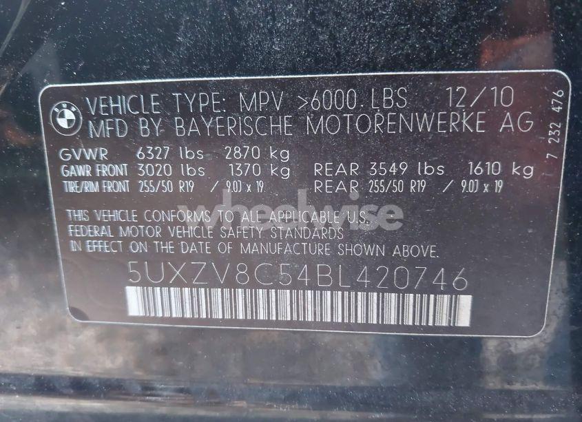 Photo 9 of 2011 Bmw X5 XDRIVE50I (VIN 5UXZV8C54BL420746)