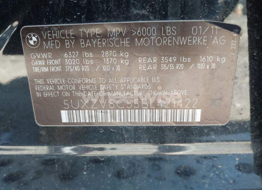 Photo 9 of 2011 Bmw X5 XDRIVE50I (VIN 5UXZV8C55BL421422)
