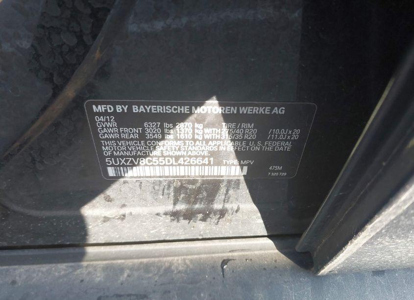 Photo 9 of 2013 Bmw X5 XDRIVE50I (VIN 5UXZV8C55DL426641)