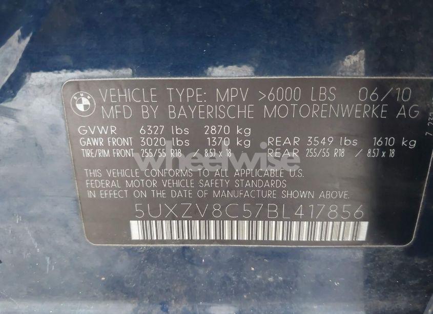 Photo 9 of 2011 Bmw X5 XDRIVE50I (VIN 5UXZV8C57BL417856)