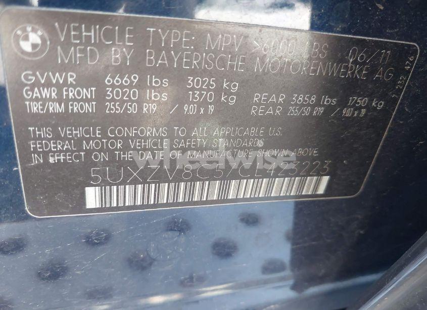 Photo 9 of 2012 Bmw X5 XDRIVE50I (VIN 5UXZV8C57CL423223)