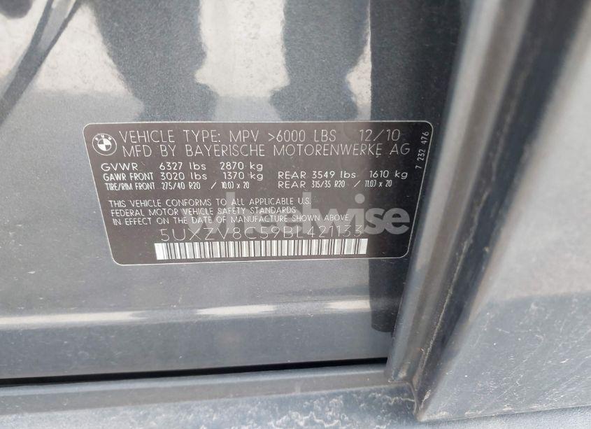 Photo 9 of 2011 Bmw X5 XDRIVE50I (VIN 5UXZV8C59BL421133)