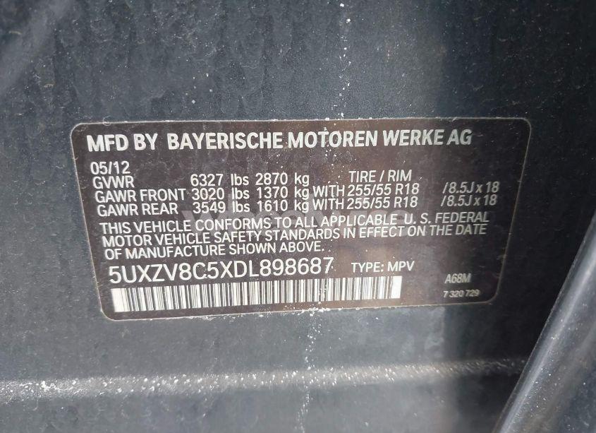 Photo 9 of 2013 Bmw X5 XDRIVE50I (VIN 5UXZV8C5XDL898687)