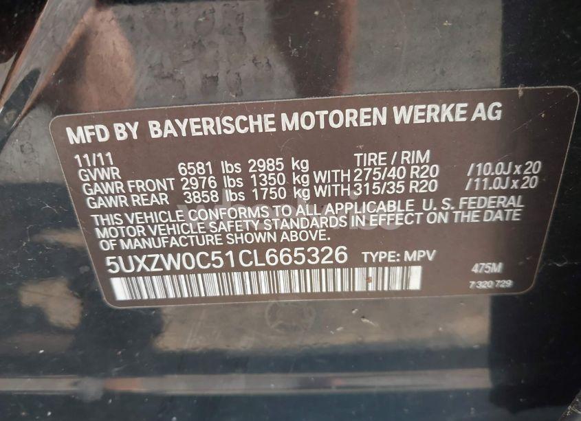 Photo 9 of 2012 Bmw X5 XDRIVE35D (VIN 5UXZW0C51CL665326)