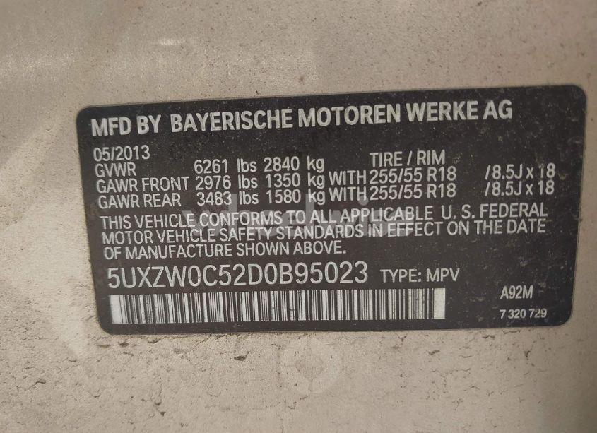 Photo 9 of 2013 Bmw X5 XDRIVE35D (VIN 5UXZW0C52D0B95023)