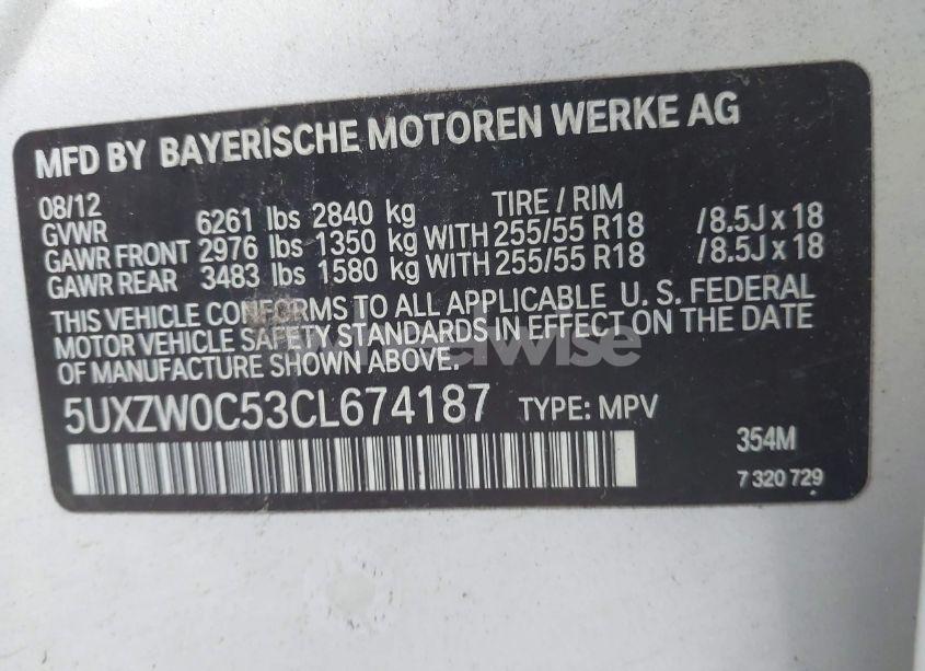 Photo 9 of 2012 Bmw X5 XDRIVE35D (VIN 5UXZW0C53CL674187)