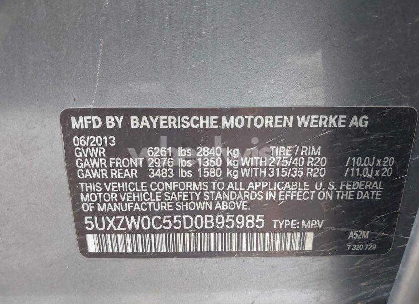Photo 9 of 2013 Bmw X5 XDRIVE35D (VIN 5UXZW0C55D0B95985)
