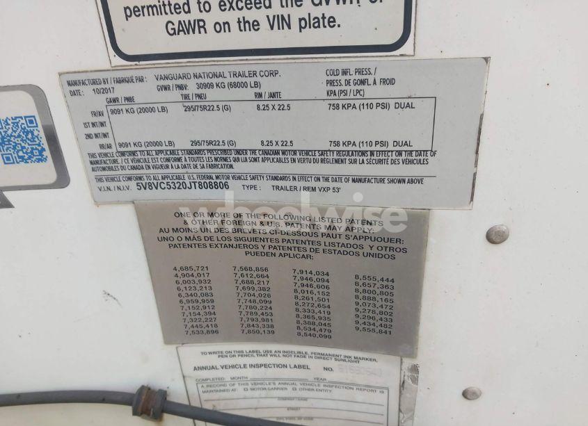 Photo 9 of 2018 Vanguard National TRAILER VANGUARD NATIONAL TRAILER (VIN 5V8VC5320JT808806)