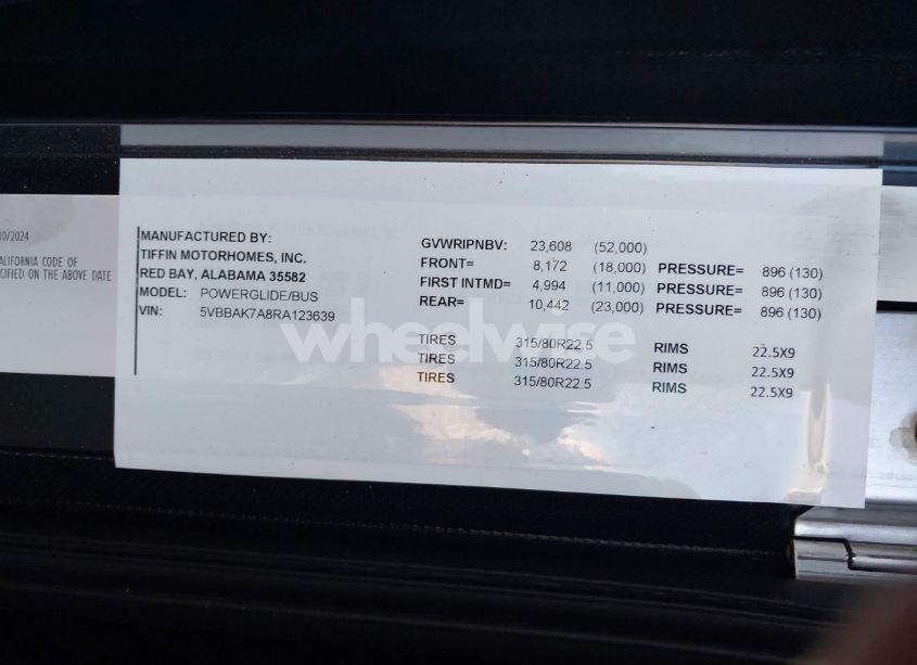 Photo 9 of 2024 Tiffin Motorhomes INC ALLEGRO BUS (VIN 5VBBAK7A8RA123639)