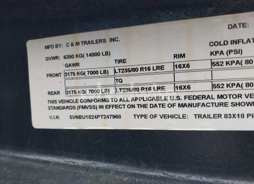 Photo 9 of 2023 C & M 83X (VIN 5VNBU1824PT247968)