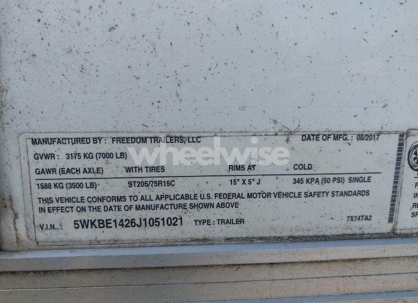 Photo 9 of 2018 Freedom 7x14/ 8FT TALL WHITE FREEDOM TRAILER (VIN 5WKBE1426J1051021)