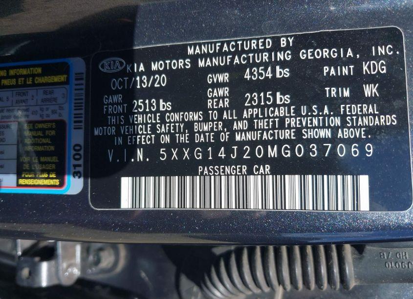 Photo 9 of 2021 Kia K5 LXS (VIN 5XXG14J20MG037069)