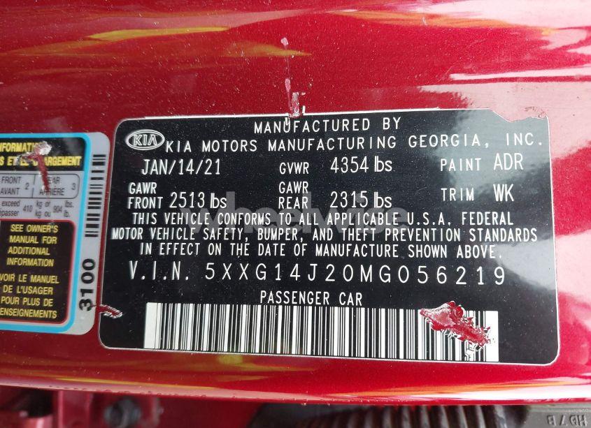 Photo 9 of 2021 Kia K5 LXS (VIN 5XXG14J20MG056219)