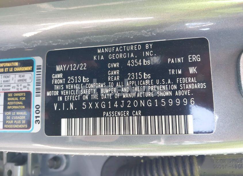Photo 9 of 2022 Kia K5 LXS (VIN 5XXG14J20NG159996)