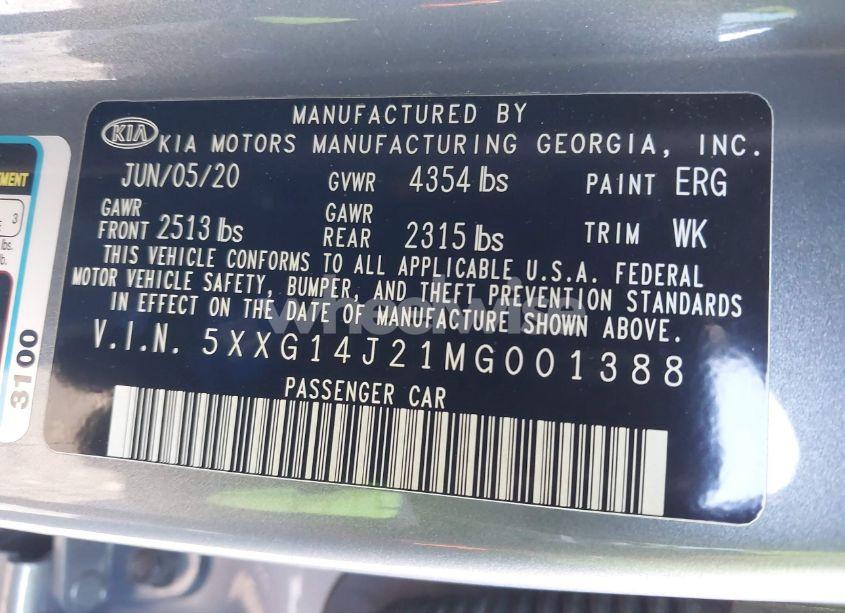 Photo 9 of 2021 Kia K5 LXS (VIN 5XXG14J21MG001388)