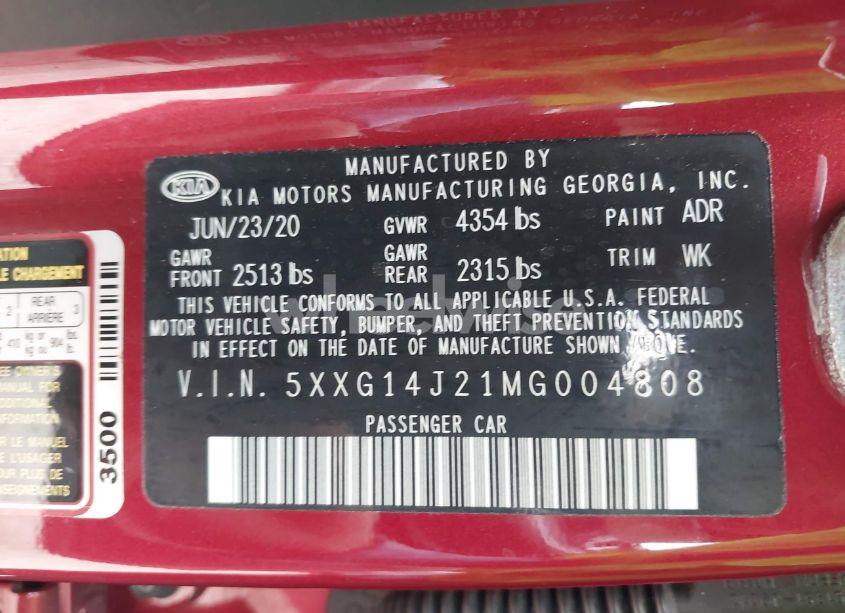 Photo 9 of 2021 Kia K5 LXS (VIN 5XXG14J21MG004808)