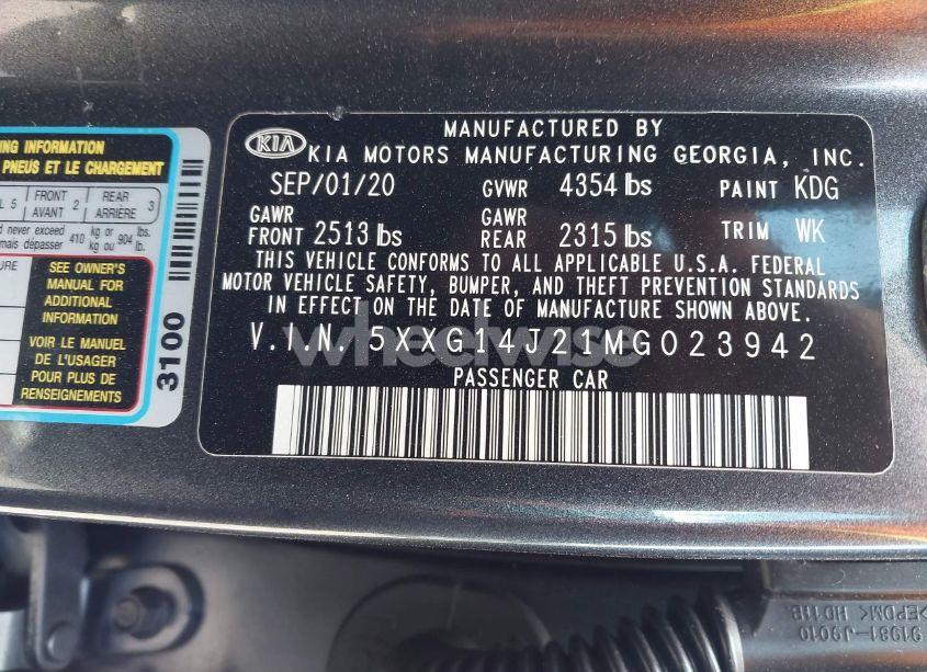 Photo 9 of 2021 Kia K5 LXS (VIN 5XXG14J21MG023942)