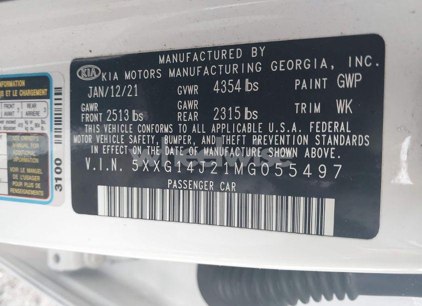 Photo 9 of 2021 Kia K5 LXS (VIN 5XXG14J21MG055497)