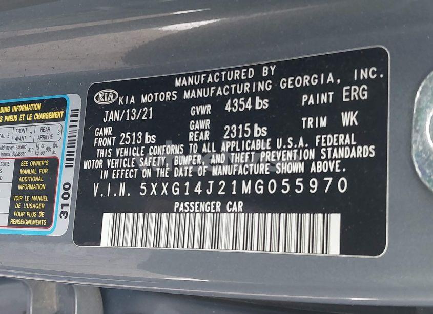 Photo 9 of 2021 Kia K5 LXS (VIN 5XXG14J21MG055970)