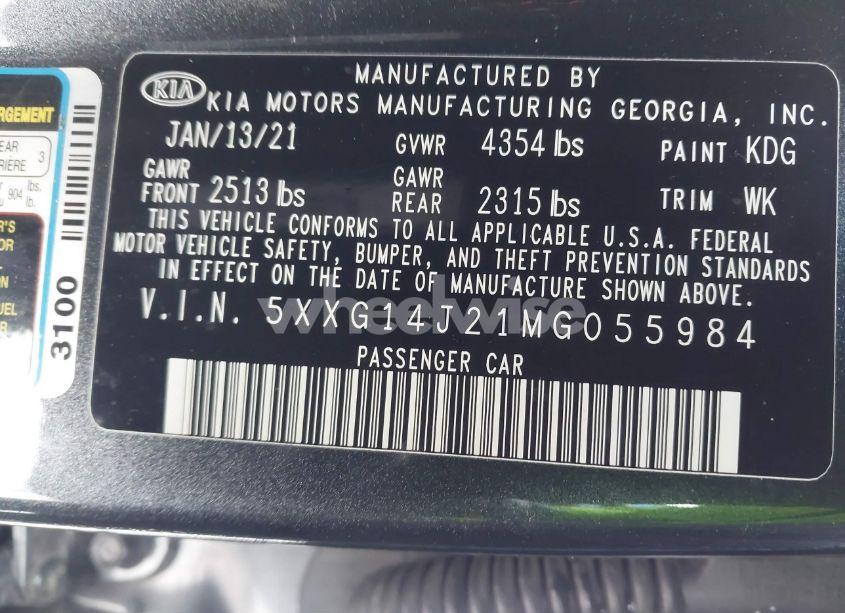 Photo 9 of 2021 Kia K5 LXS (VIN 5XXG14J21MG055984)