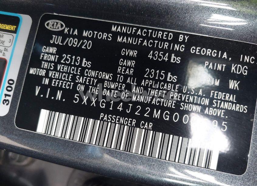 Photo 9 of 2021 Kia K5 LXS (VIN 5XXG14J22MG006695)