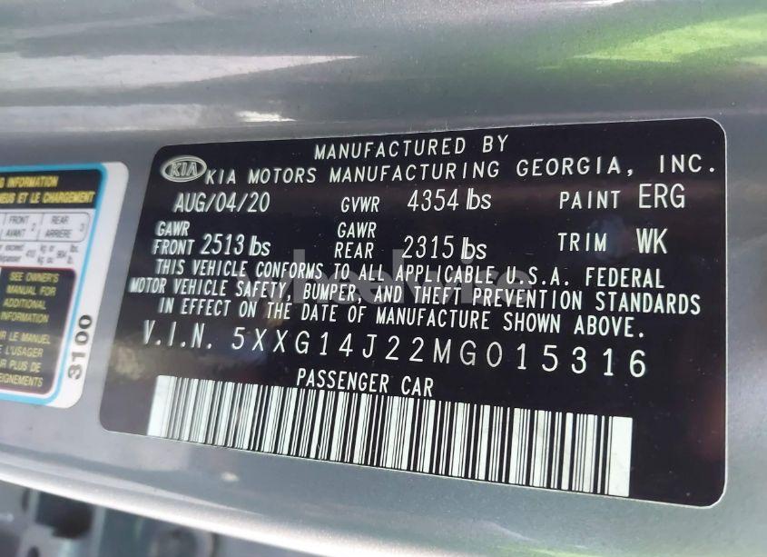 Photo 9 of 2021 Kia K5 LXS (VIN 5XXG14J22MG015316)