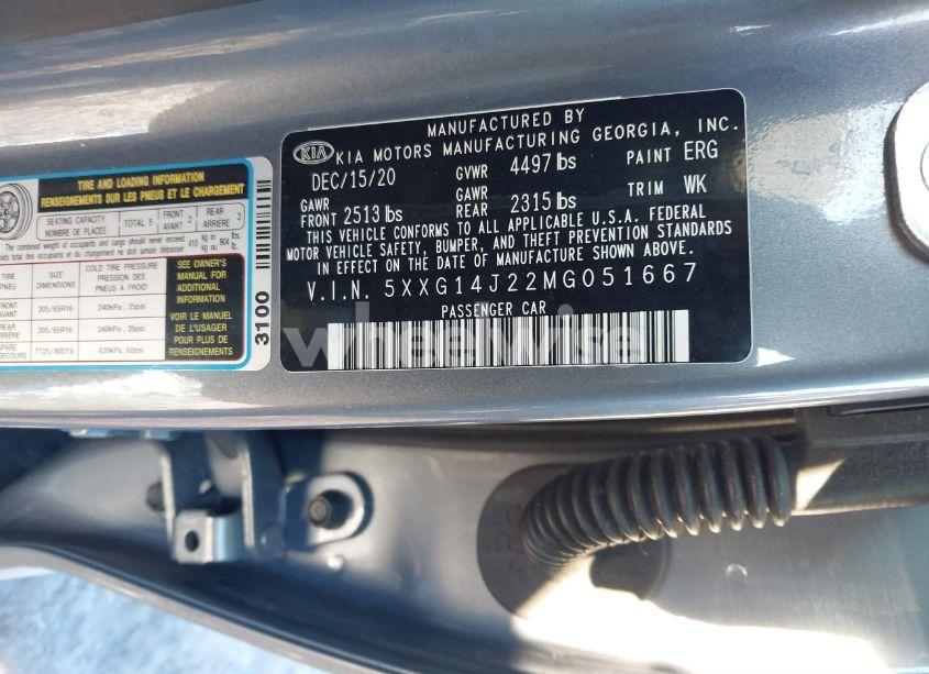 Photo 9 of 2021 Kia K5 LXS (VIN 5XXG14J22MG051667)