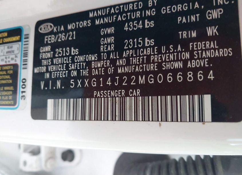 Photo 9 of 2021 Kia K5 LXS (VIN 5XXG14J22MG066864)