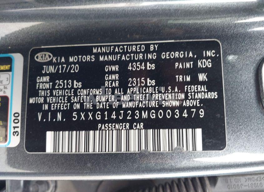 Photo 9 of 2021 Kia K5 LXS (VIN 5XXG14J23MG003479)