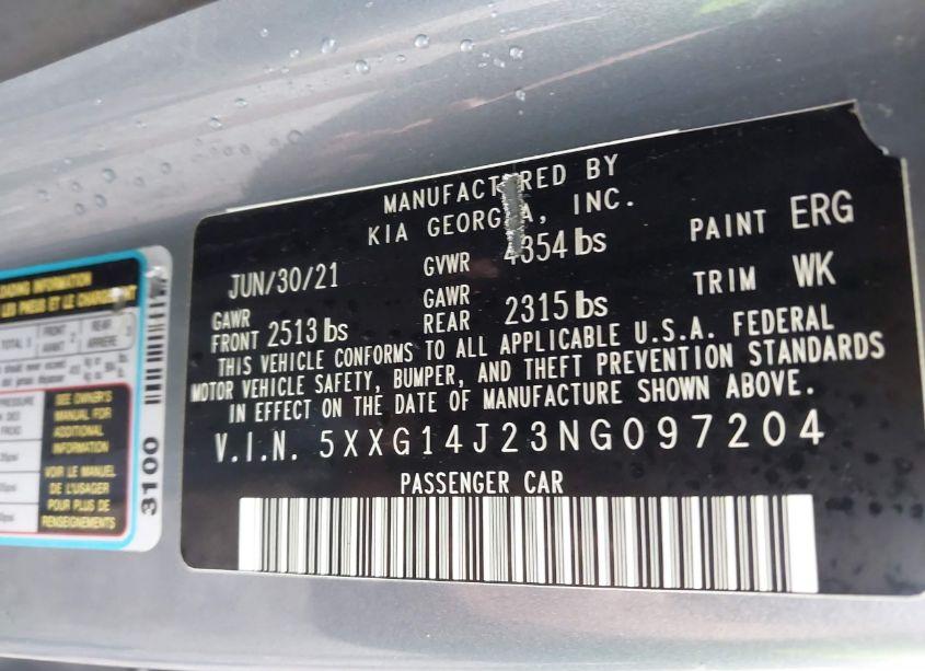 Photo 9 of 2022 Kia K5 LXS (VIN 5XXG14J23NG097204)