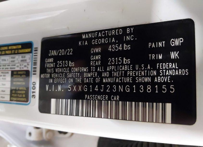 Photo 9 of 2022 Kia K5 LXS (VIN 5XXG14J23NG138155)