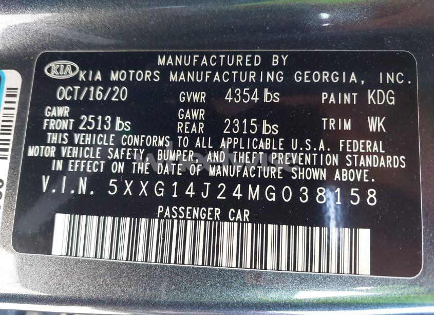 Photo 9 of 2021 Kia K5 LXS (VIN 5XXG14J24MG038158)