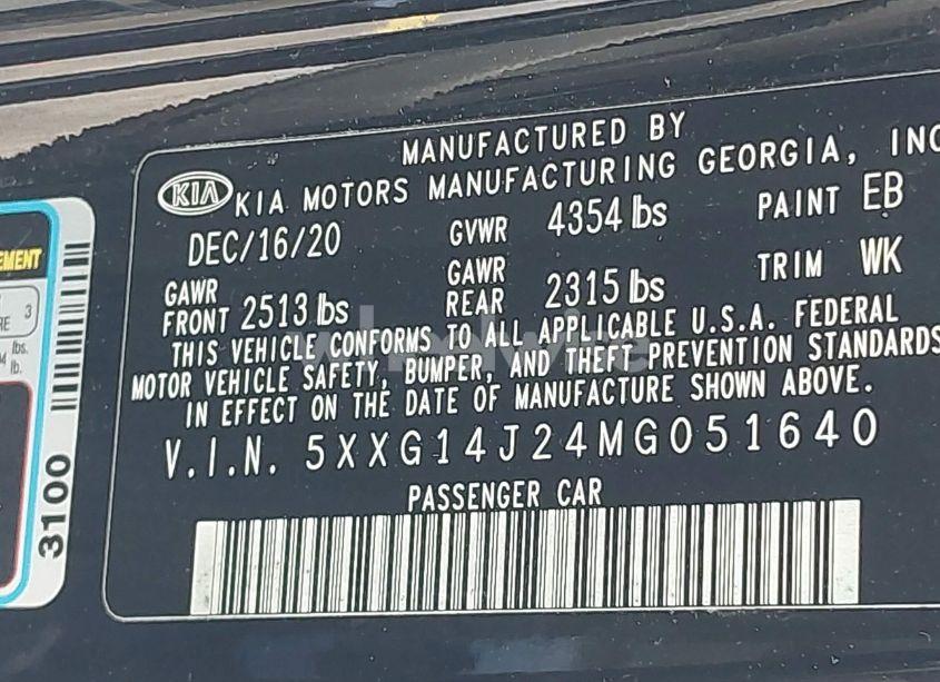 Photo 9 of 2021 Kia K5 LXS (VIN 5XXG14J24MG051640)