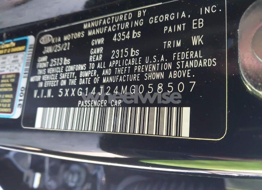 Photo 9 of 2021 Kia K5 LXS (VIN 5XXG14J24MG058507)