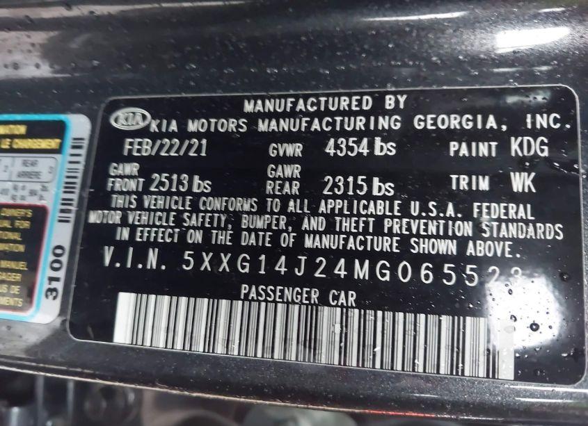 Photo 9 of 2021 Kia K5 LXS (VIN 5XXG14J24MG065523)