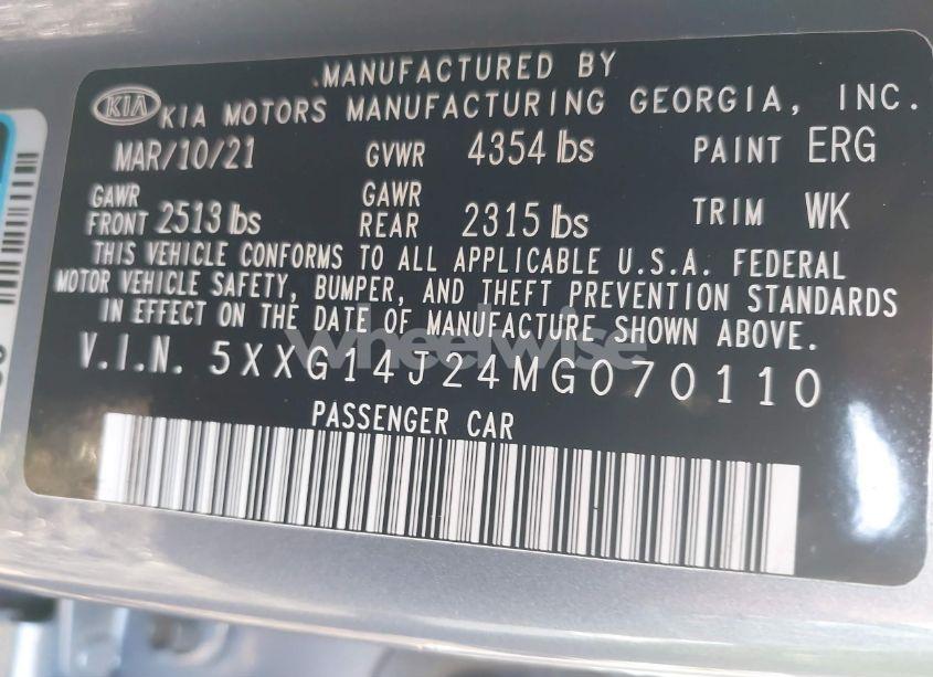 Photo 9 of 2021 Kia K5 LXS (VIN 5XXG14J24MG070110)