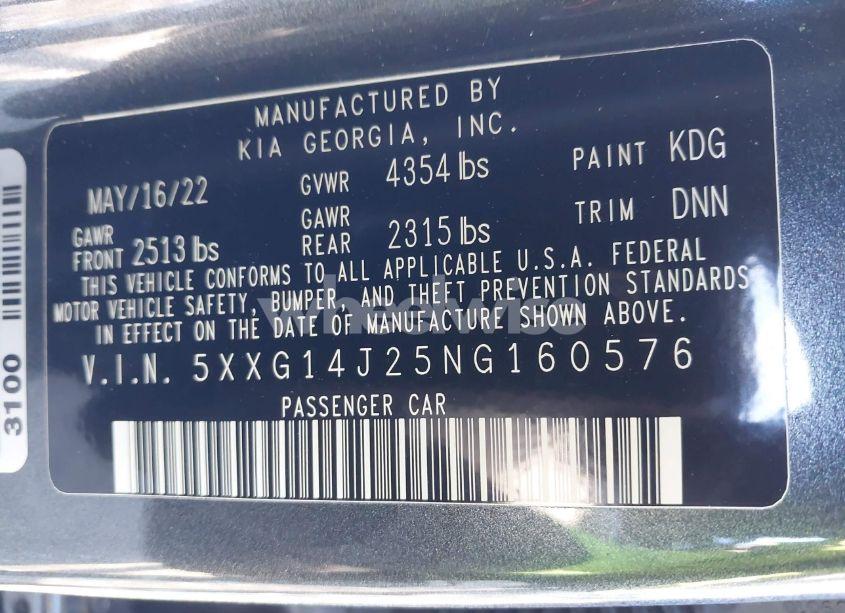 Photo 9 of 2022 Kia K5 LXS (VIN 5XXG14J25NG160576)