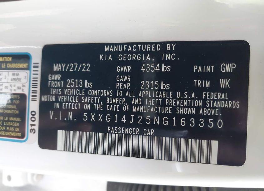 Photo 9 of 2022 Kia K5 LXS (VIN 5XXG14J25NG163350)