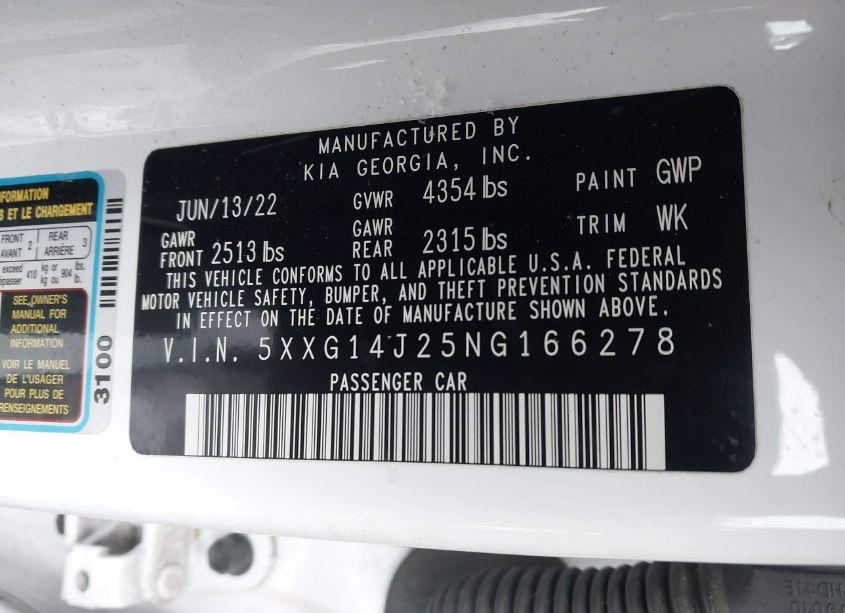 Photo 9 of 2022 Kia K5 LXS (VIN 5XXG14J25NG166278)