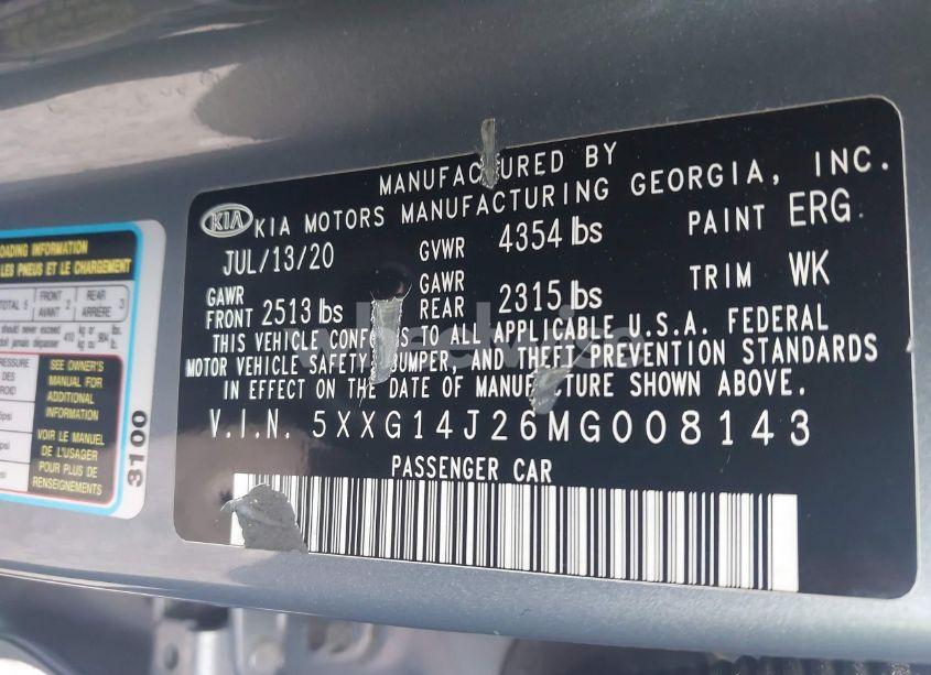 Photo 9 of 2021 Kia K5 LXS (VIN 5XXG14J26MG008143)