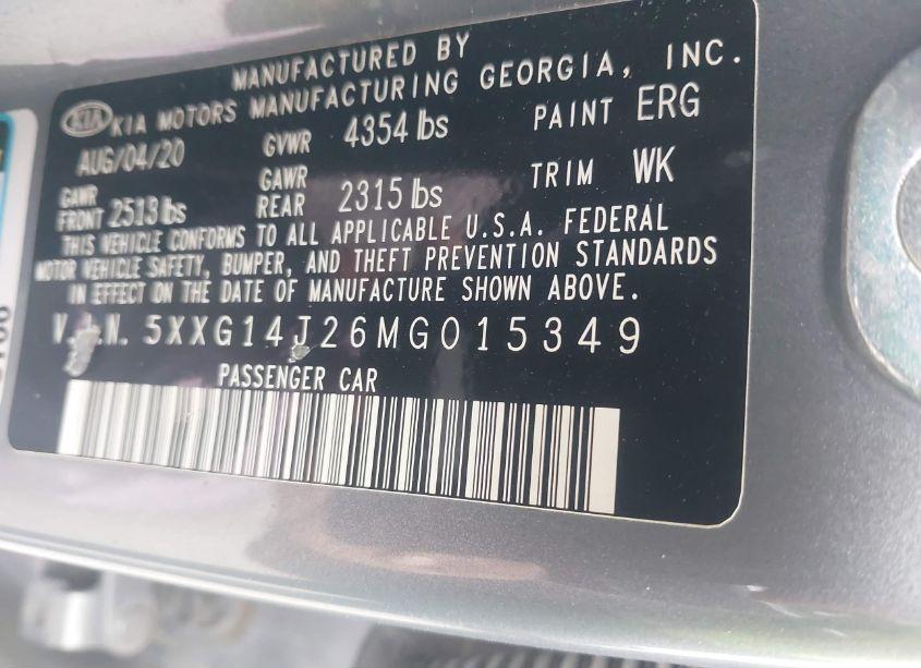 Photo 9 of 2021 Kia K5 LXS (VIN 5XXG14J26MG015349)