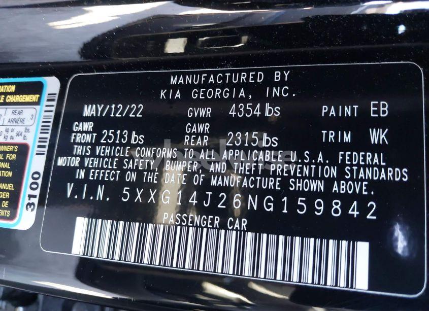 Photo 9 of 2022 Kia K5 LXS (VIN 5XXG14J26NG159842)