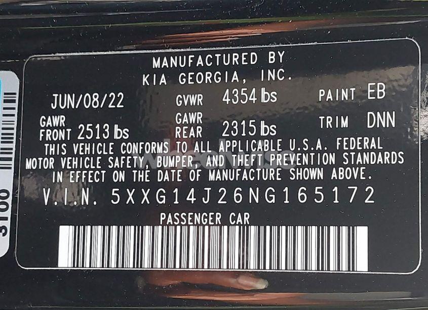 Photo 9 of 2022 Kia K5 LXS (VIN 5XXG14J26NG165172)