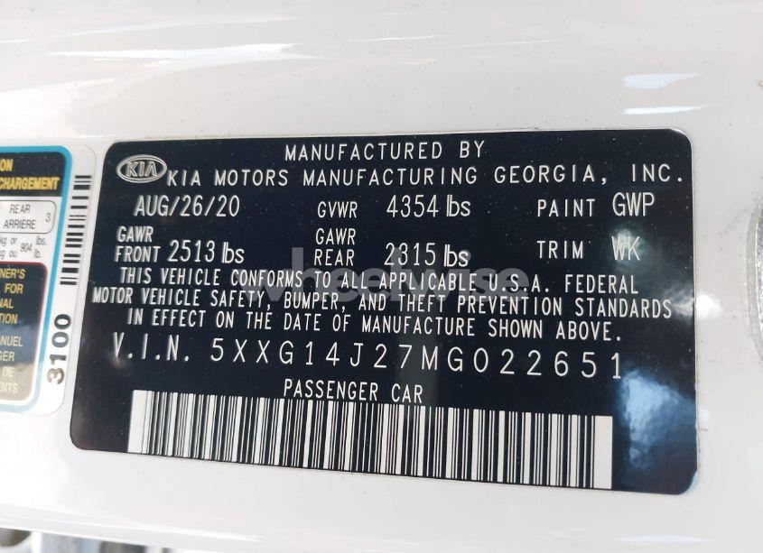 Photo 9 of 2021 Kia K5 LXS (VIN 5XXG14J27MG022651)